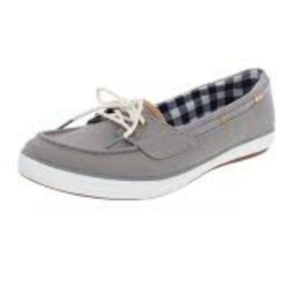 Keds Glimmer Canvas Boat Sneakers Size 7 Grey Blue Light Academia Preppy Style - Picture 1 of 8
